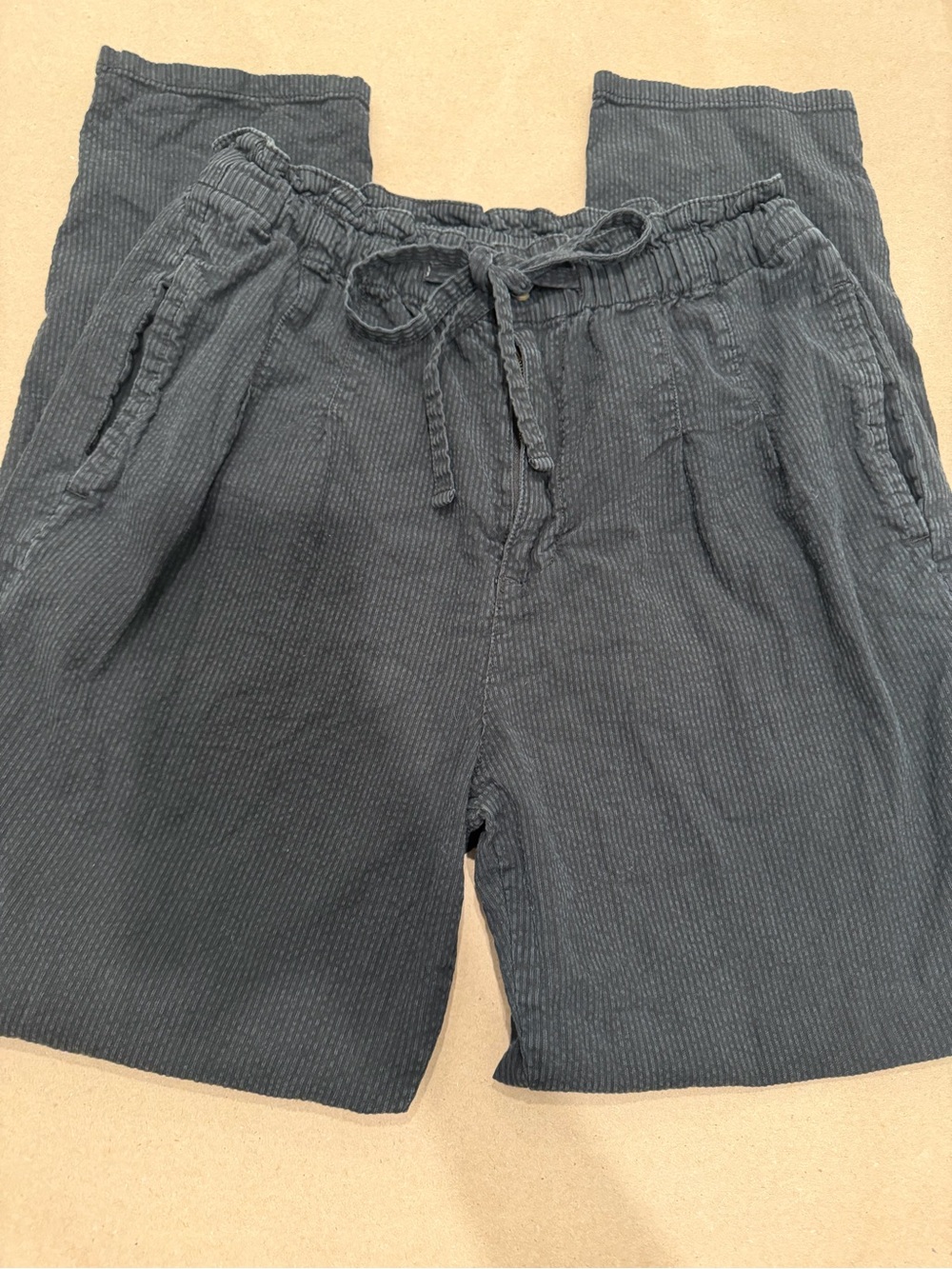 Arizona Jean Co Grey Pinstripe Corduroy Paperbag Waist Pants Small